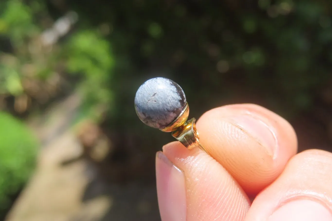 Polished Pair of Snowflake Obsidian Stud Earrings - sold per Pair - From Mexico