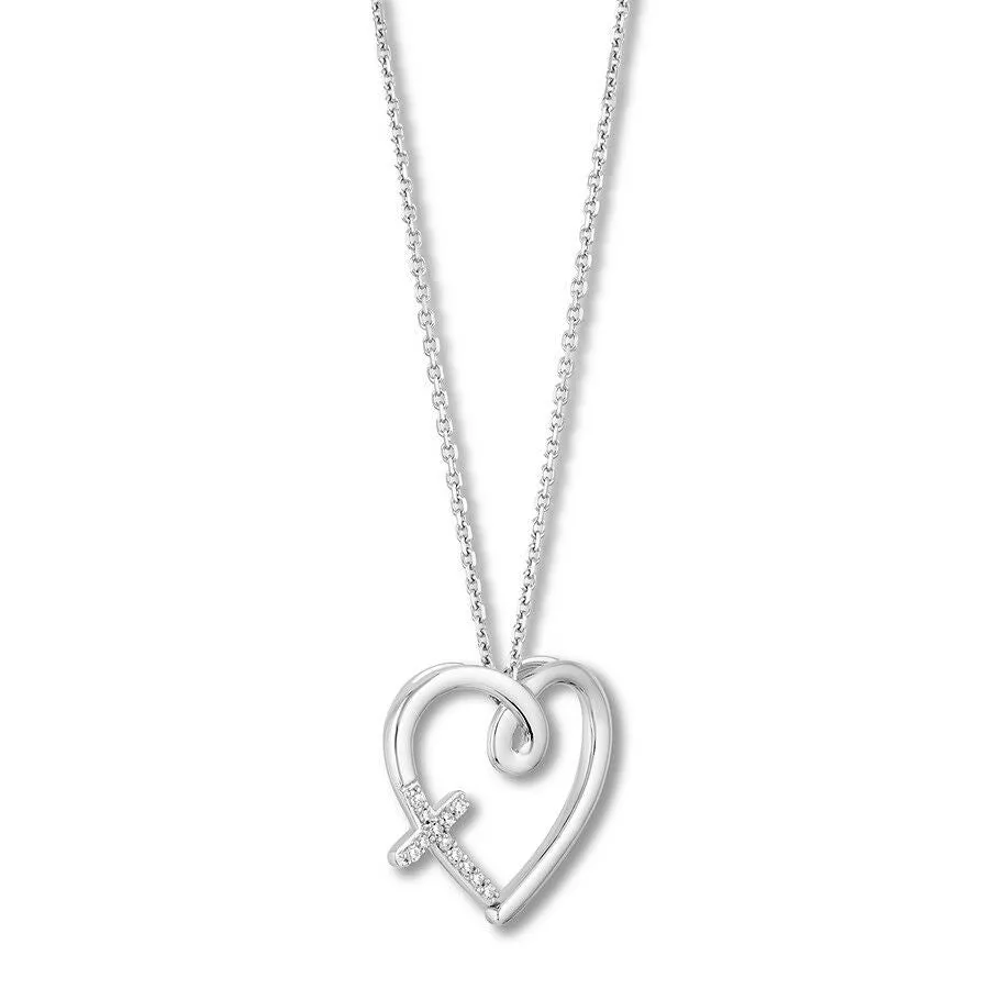 Pre-Owned Kay 1/20 ct Diamond Hallmark Heart Necklace in Sterling Silver