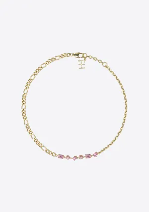 PRETENDERS MULTI GEMSTONE NECKLACE PINK GOLD