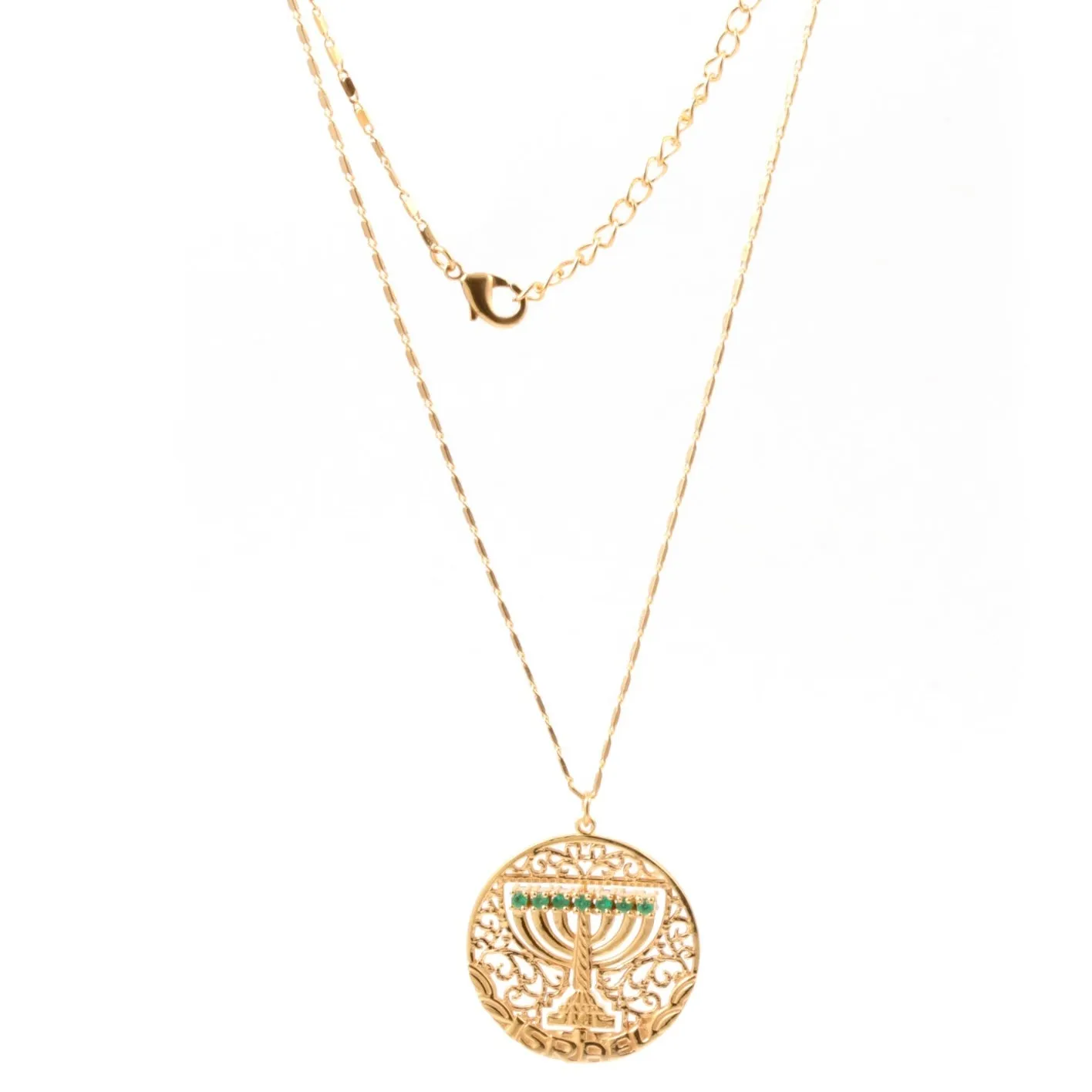 "Mémé" Gold Spinning Menorah Necklace