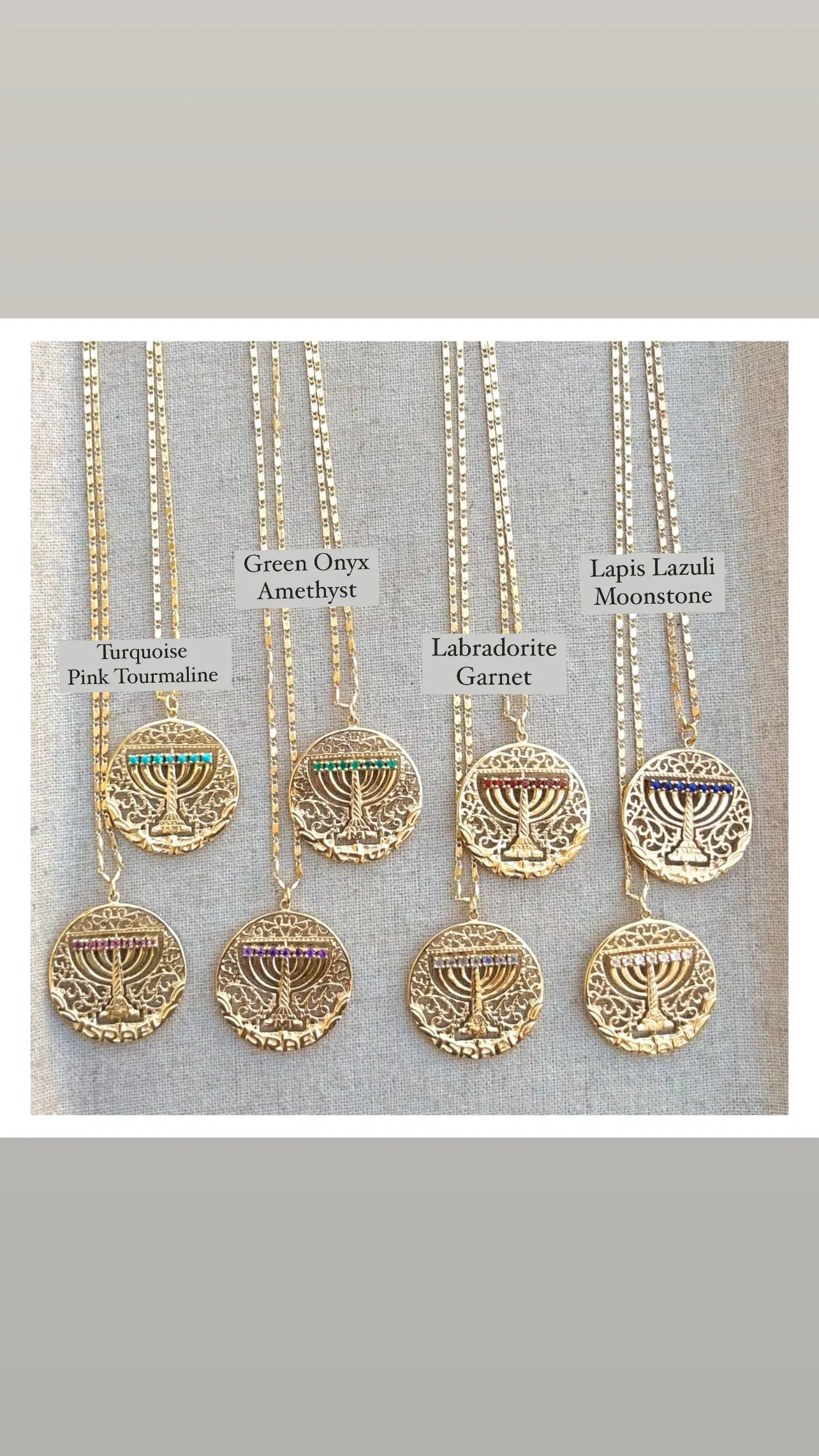 "Mémé" Gold Spinning Menorah Necklace