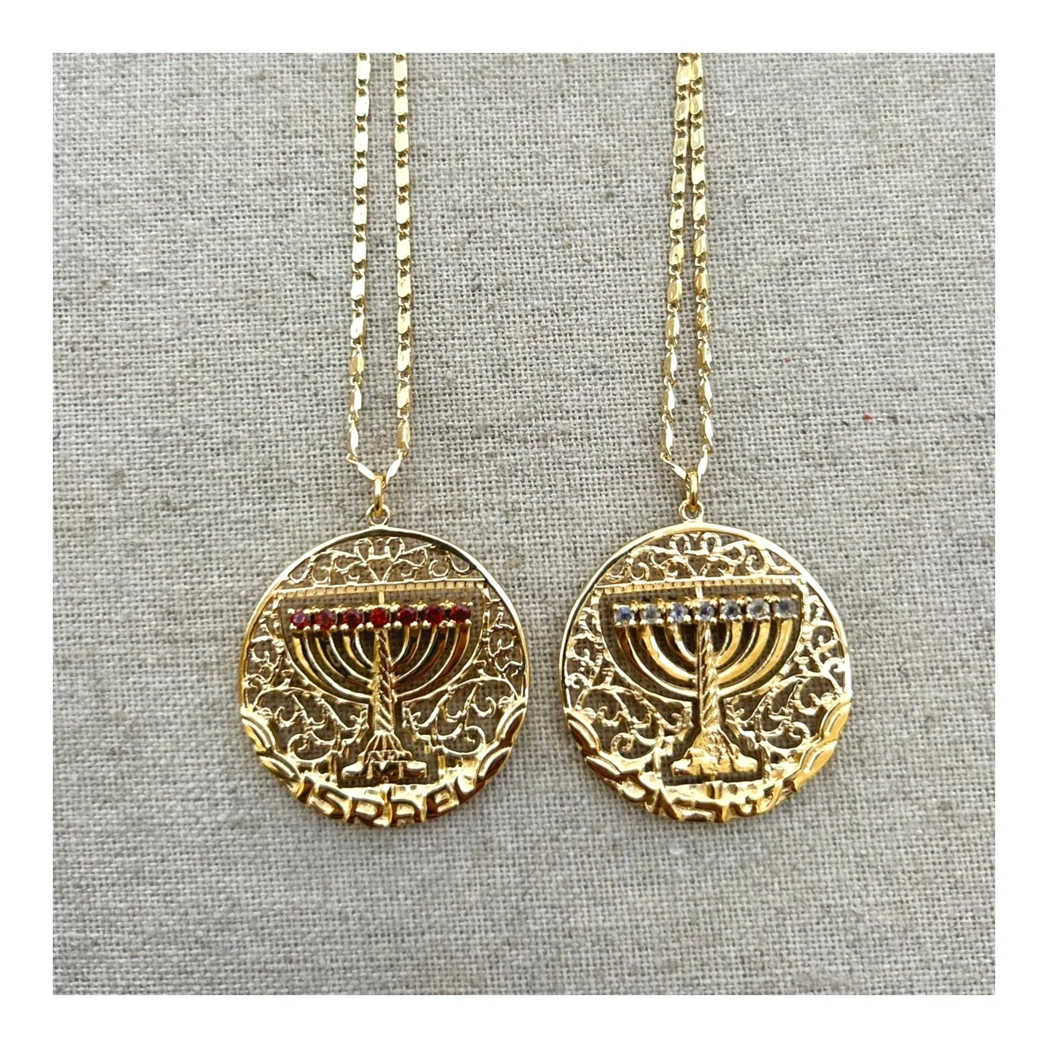 "Mémé" Gold Spinning Menorah Necklace