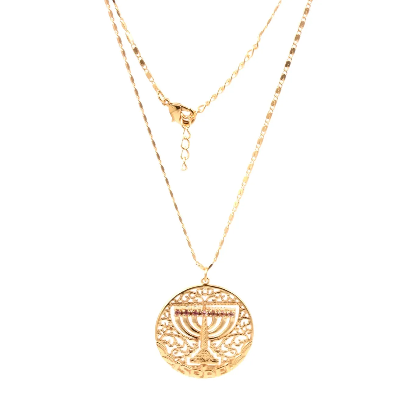 "Mémé" Gold Spinning Menorah Necklace