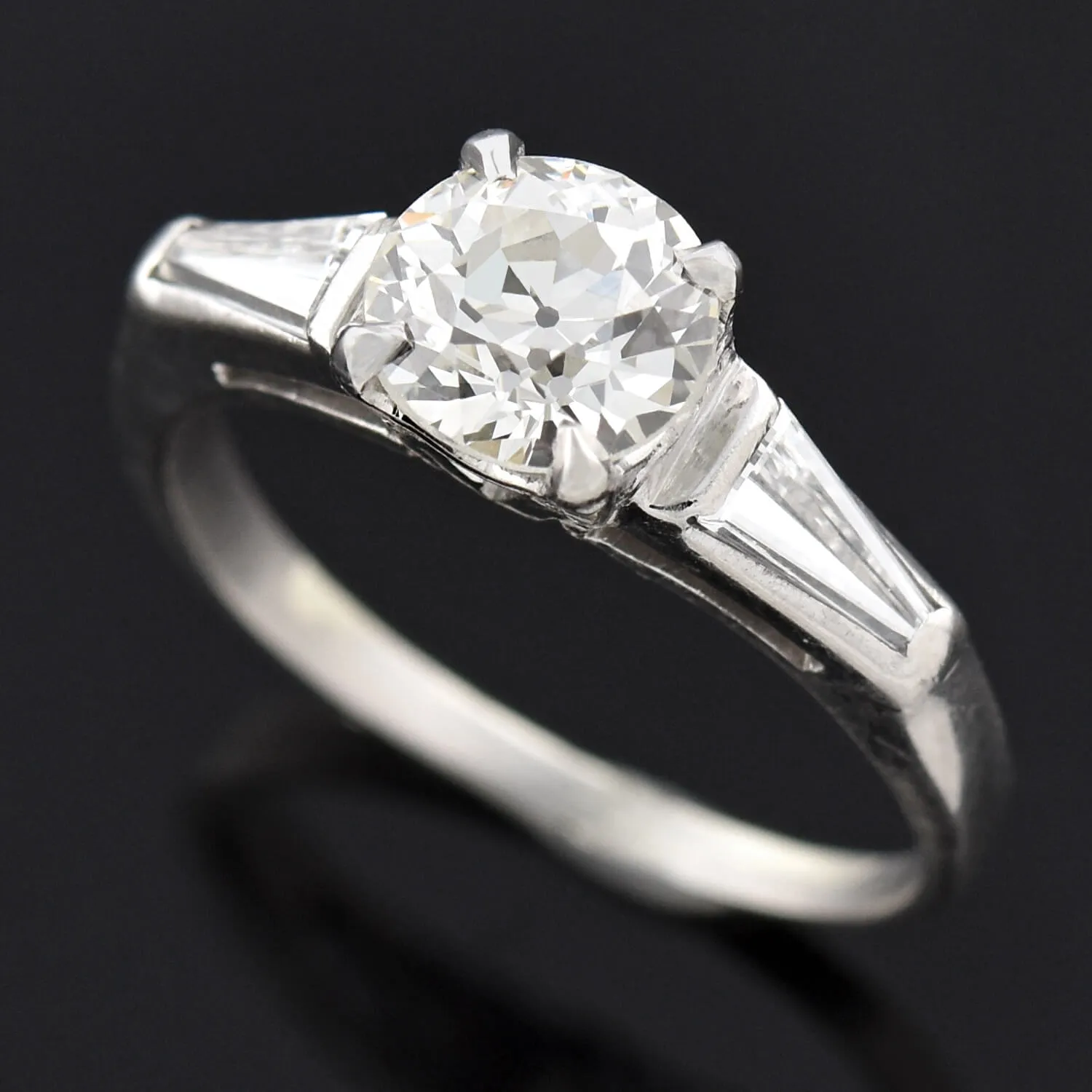 Retro Platinum Diamond Engagement Ring 1.00ct center