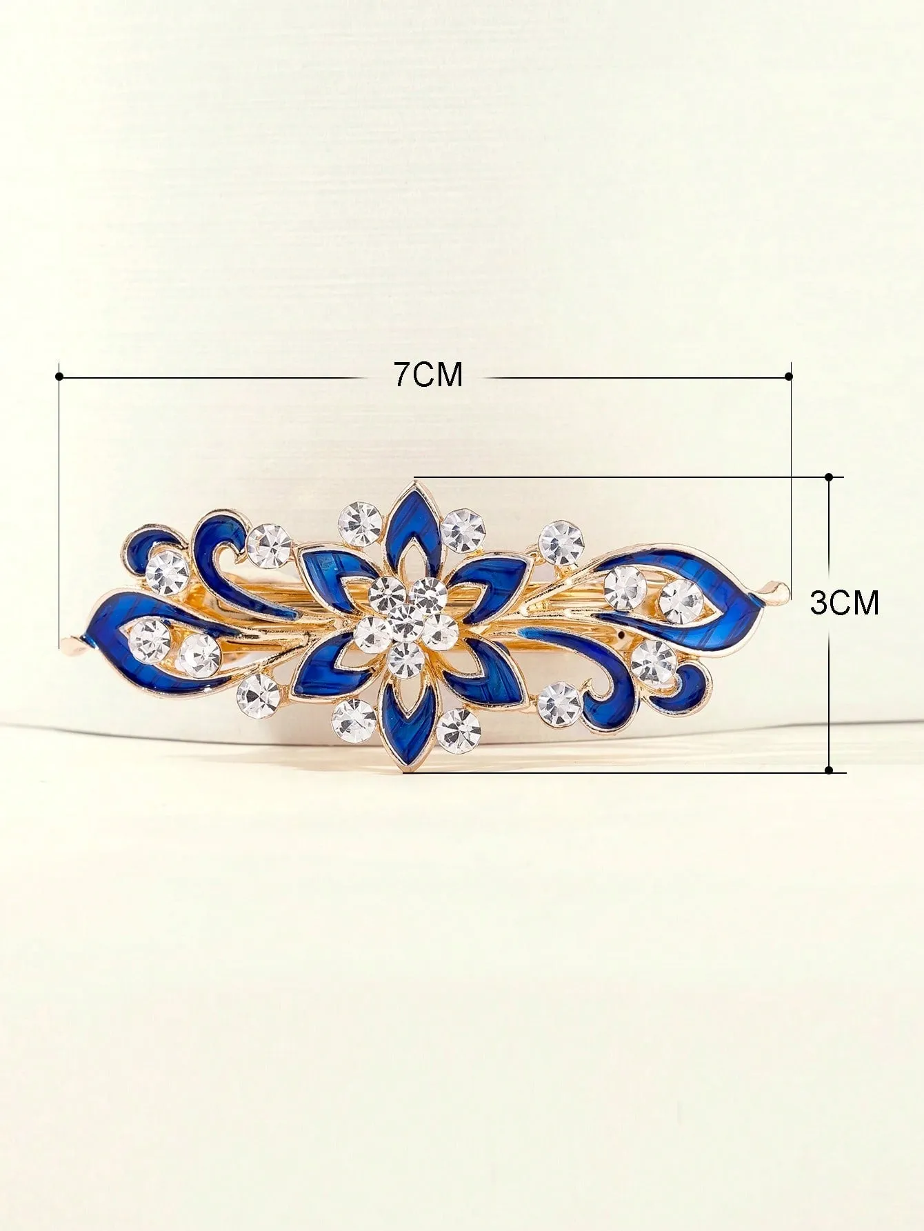 Rhinestone & Blue Flower Decor French Clip for Women Barrette Styling Hair