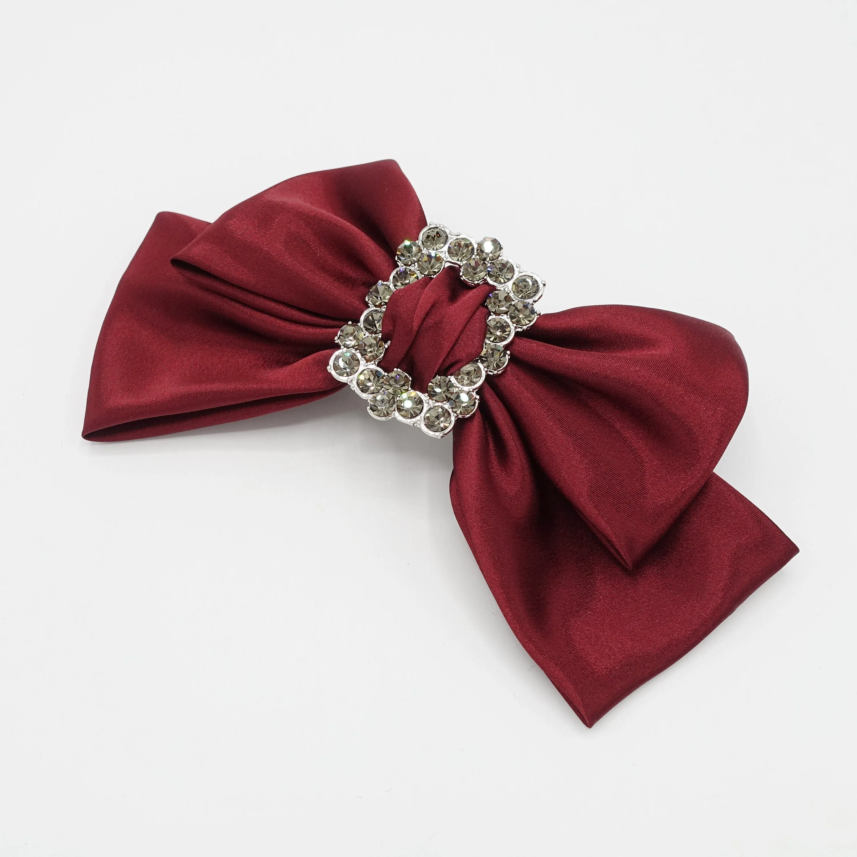 rhinestone buckle embellished satin hair bow