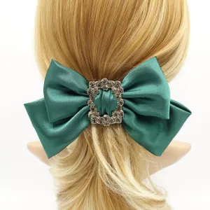 rhinestone buckle embellished satin hair bow