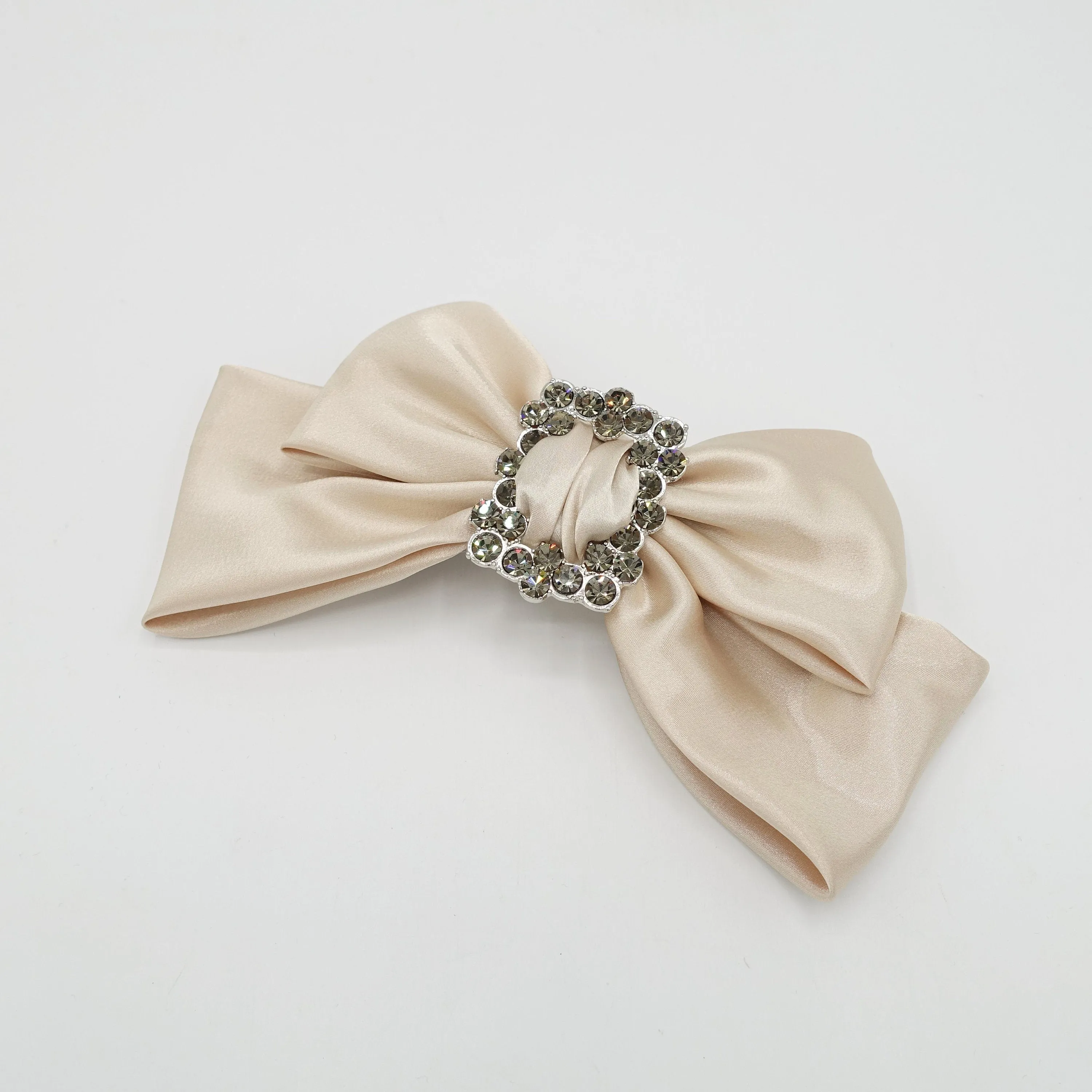 rhinestone buckle embellished satin hair bow