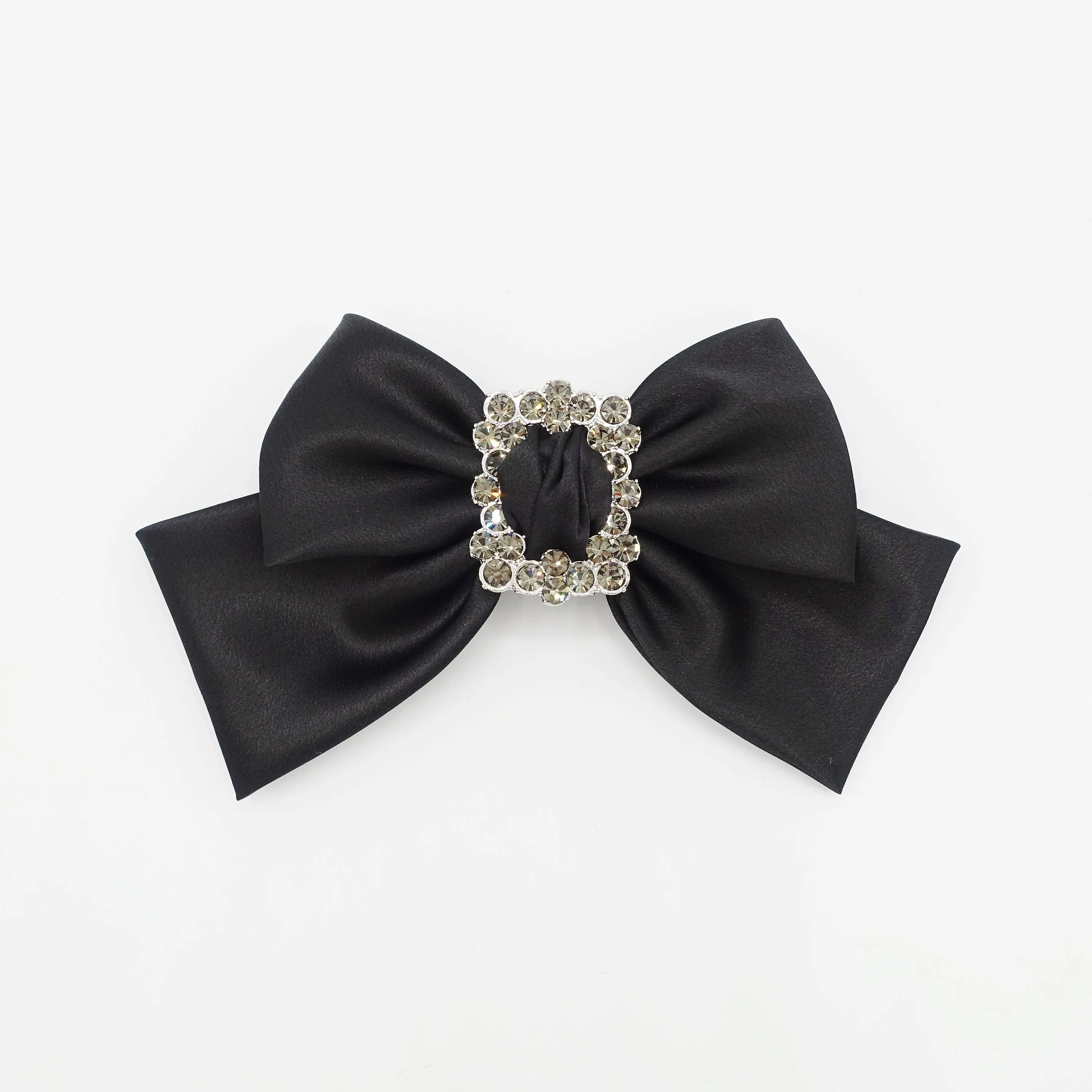 rhinestone buckle embellished satin hair bow