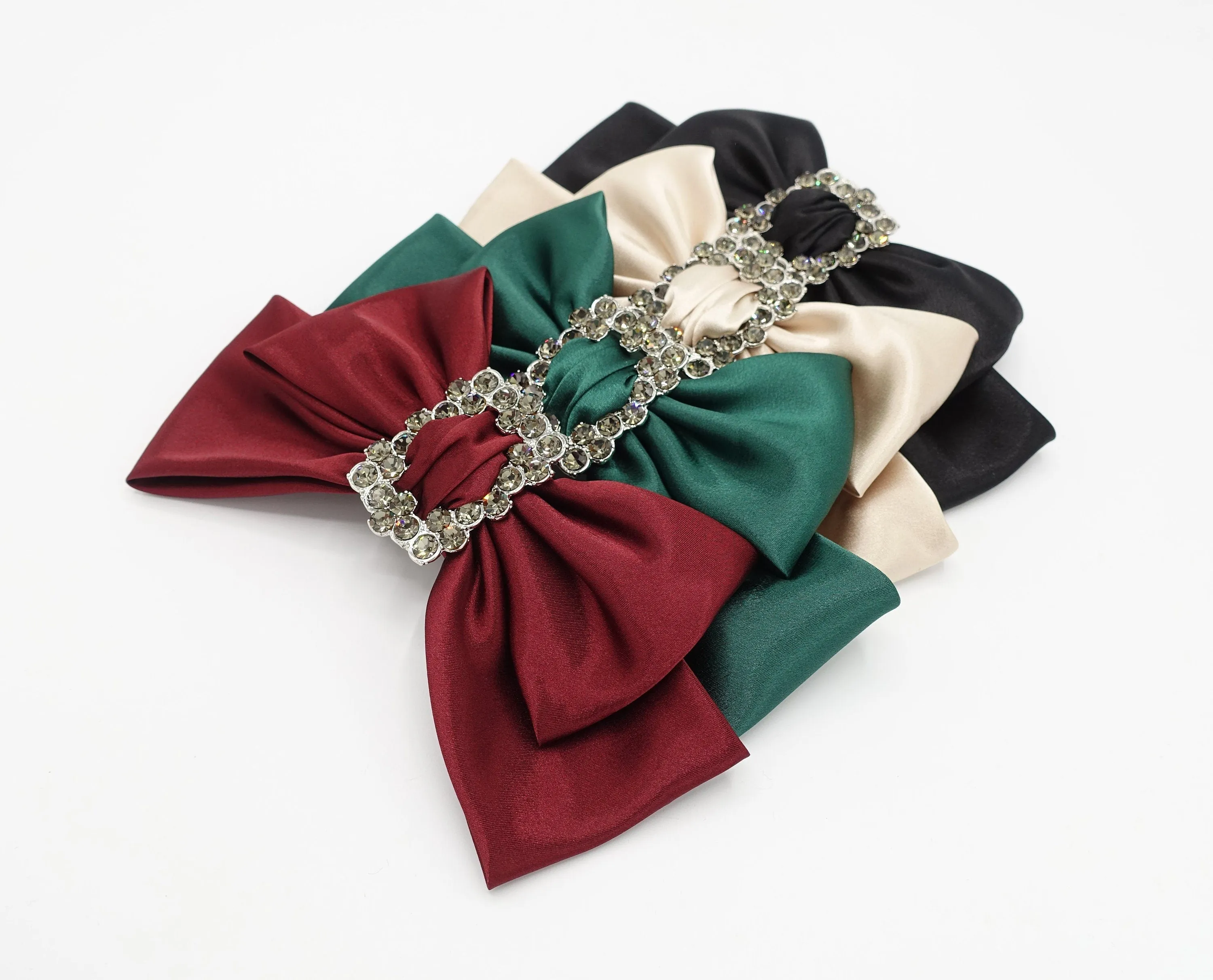 rhinestone buckle embellished satin hair bow