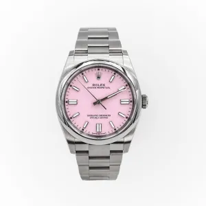 Rolex Oyster Perpetual 36 Watch - Domed Bezel - Candy Pink Index Dial - Oyster Bracelet (Ref# 126000)