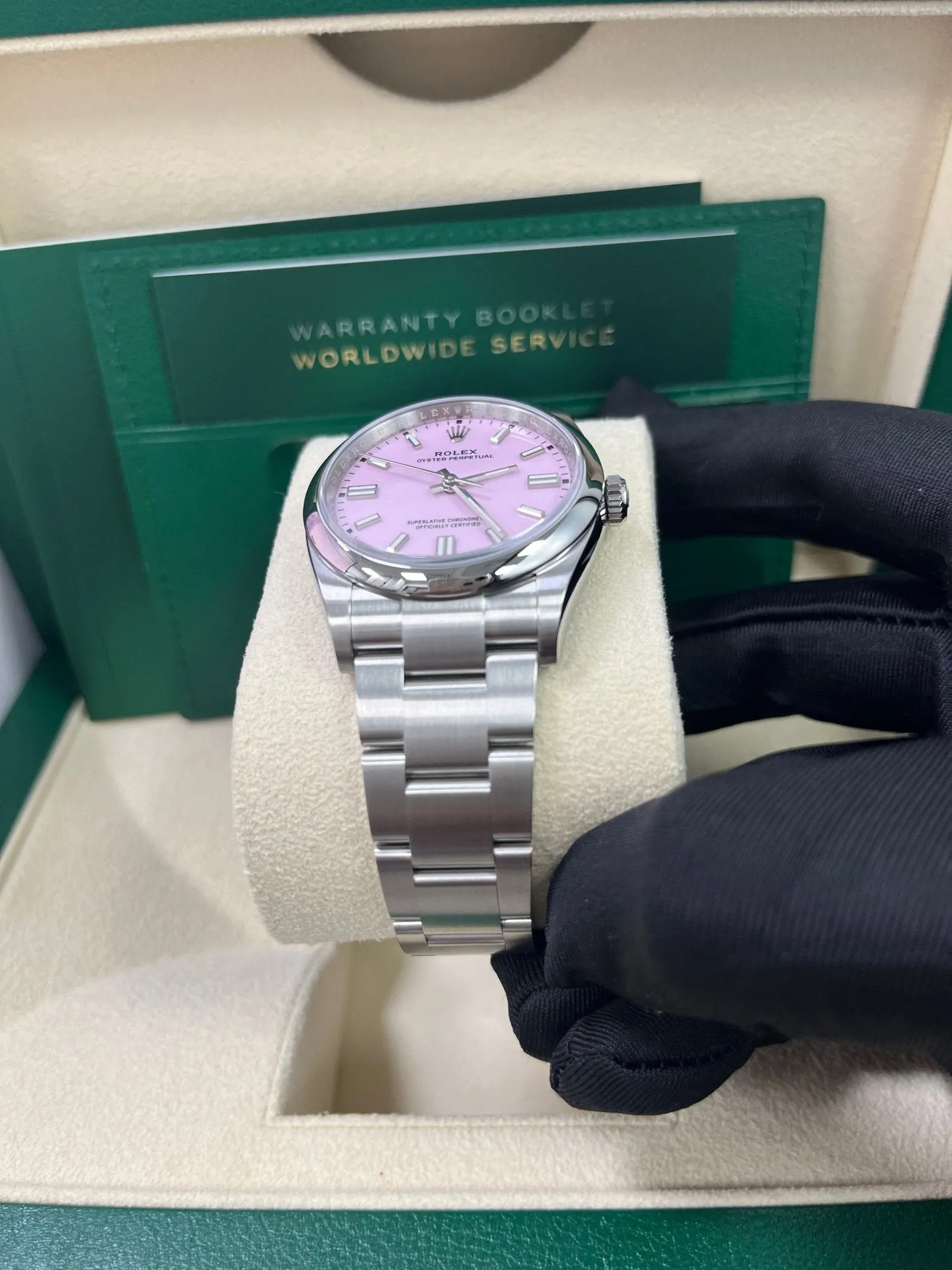 Rolex Oyster Perpetual 36 Watch - Domed Bezel - Candy Pink Index Dial - Oyster Bracelet (Ref# 126000)