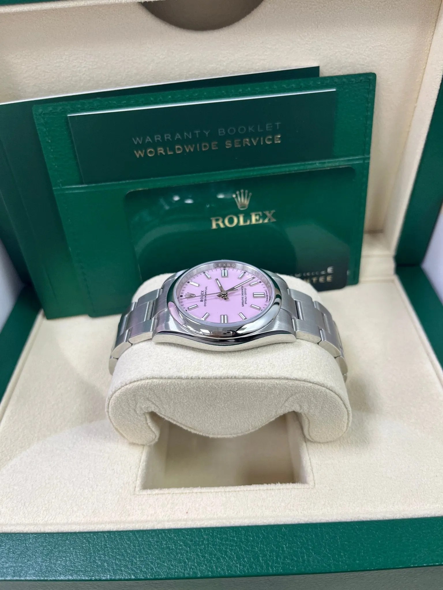 Rolex Oyster Perpetual 36 Watch - Domed Bezel - Candy Pink Index Dial - Oyster Bracelet (Ref# 126000)