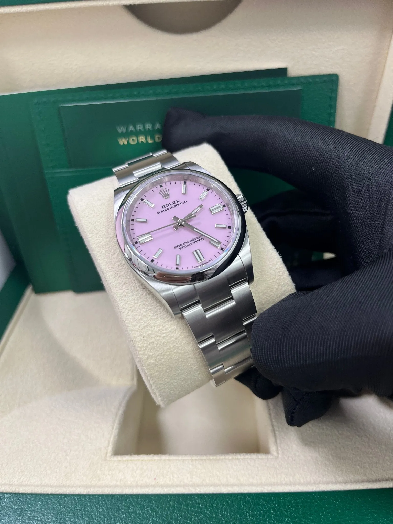 Rolex Oyster Perpetual 36 Watch - Domed Bezel - Candy Pink Index Dial - Oyster Bracelet (Ref# 126000)