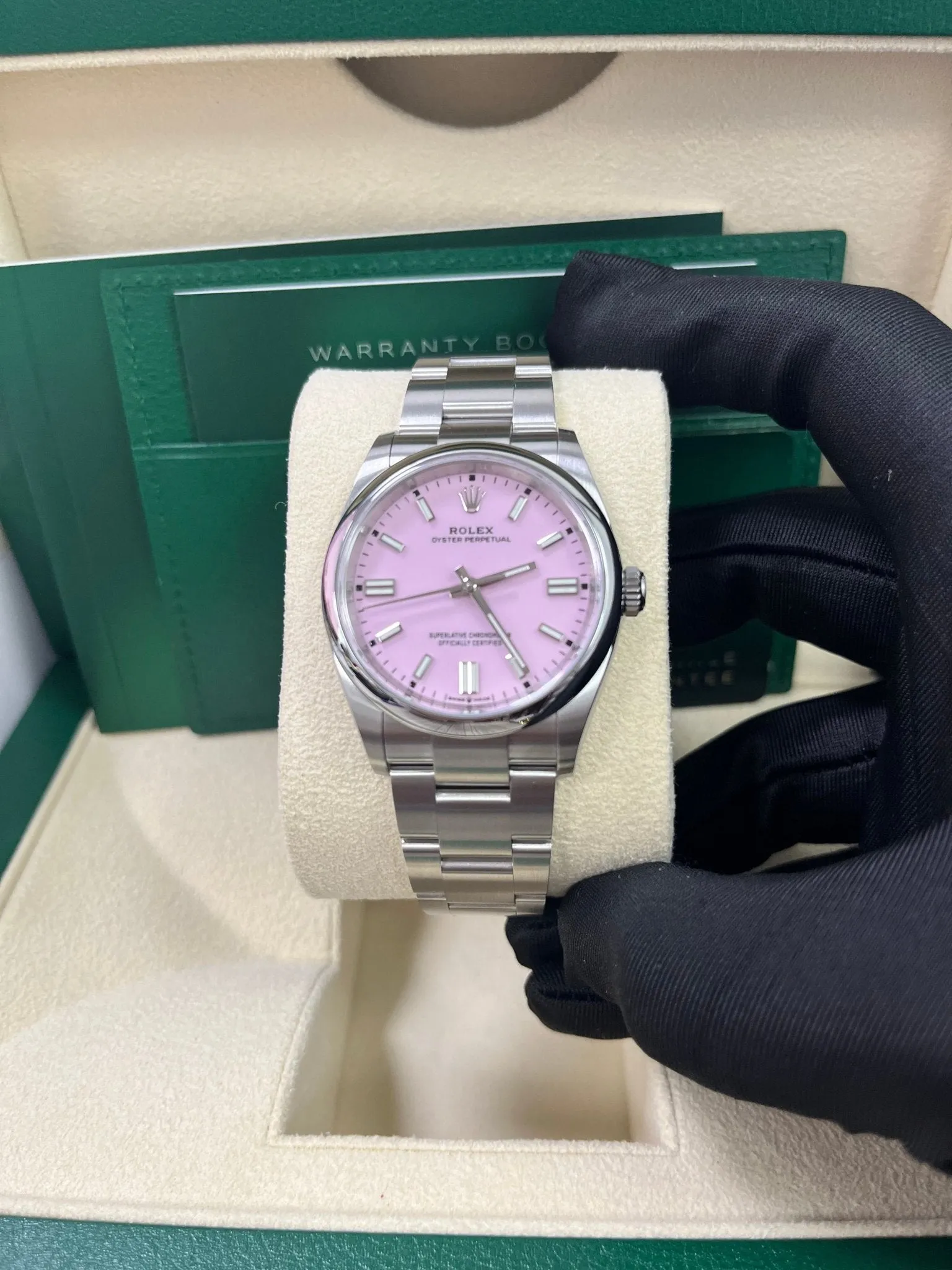 Rolex Oyster Perpetual 36 Watch - Domed Bezel - Candy Pink Index Dial - Oyster Bracelet (Ref# 126000)