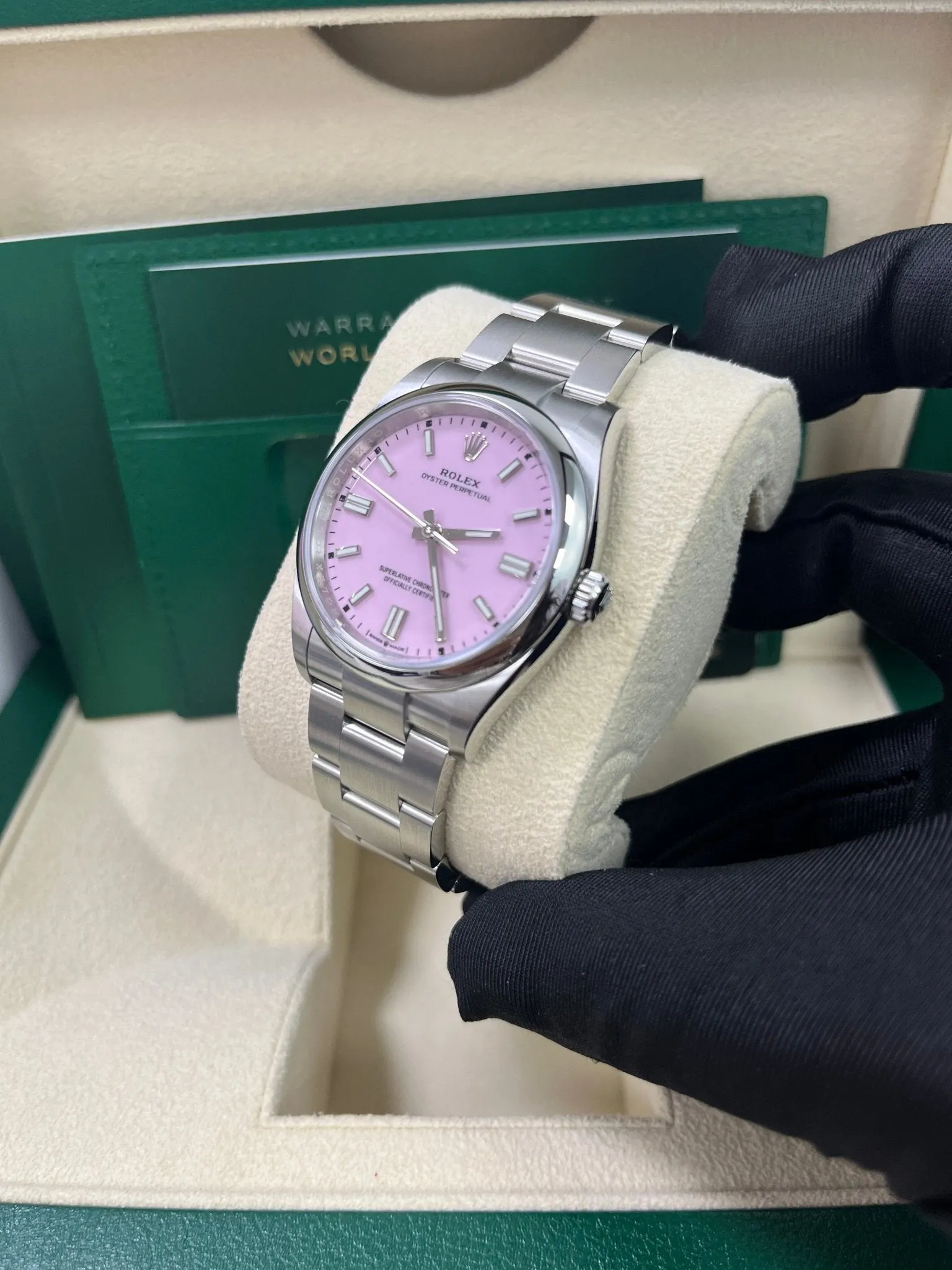 Rolex Oyster Perpetual 36 Watch - Domed Bezel - Candy Pink Index Dial - Oyster Bracelet (Ref# 126000)