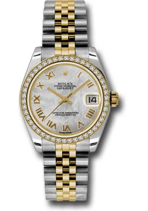 Rolex Steel and Yellow Gold Datejust 31 Watch - 46 Diamond Bezel - Mother-Of-Pearl Roman Dial - Jubilee Bracelet 178383 mrj