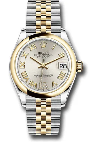 Rolex Steel and Yellow Gold Datejust 31 Watch - Domed Bezel - Silver Diamond Roman Six Dial - Jubilee Bracelet 278243 sdr6j