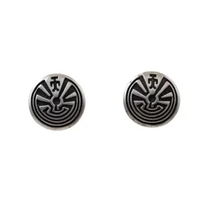 Round "Maze" Hopi Overlay Earrings