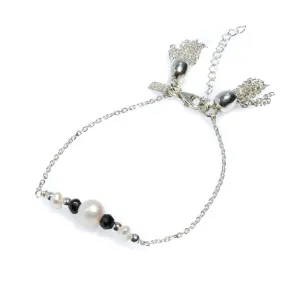 Sea Dreams Pearl Tassel Bracelet Black Agate