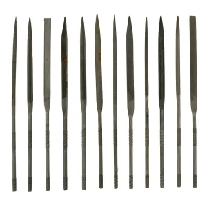 Set of 10 needle files in a pouch (140mm)