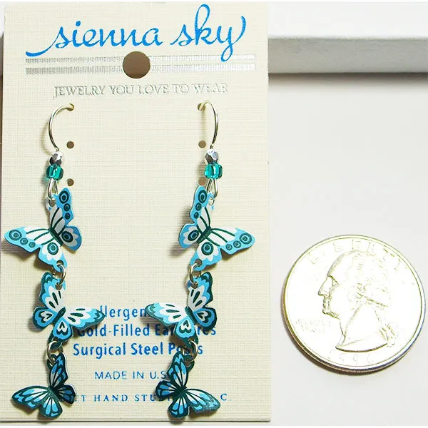 Sienna Sky Cascading Turquoise & Teal Butterflies Pierced Earrings