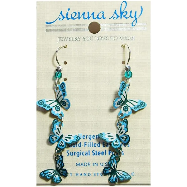 Sienna Sky Cascading Turquoise & Teal Butterflies Pierced Earrings