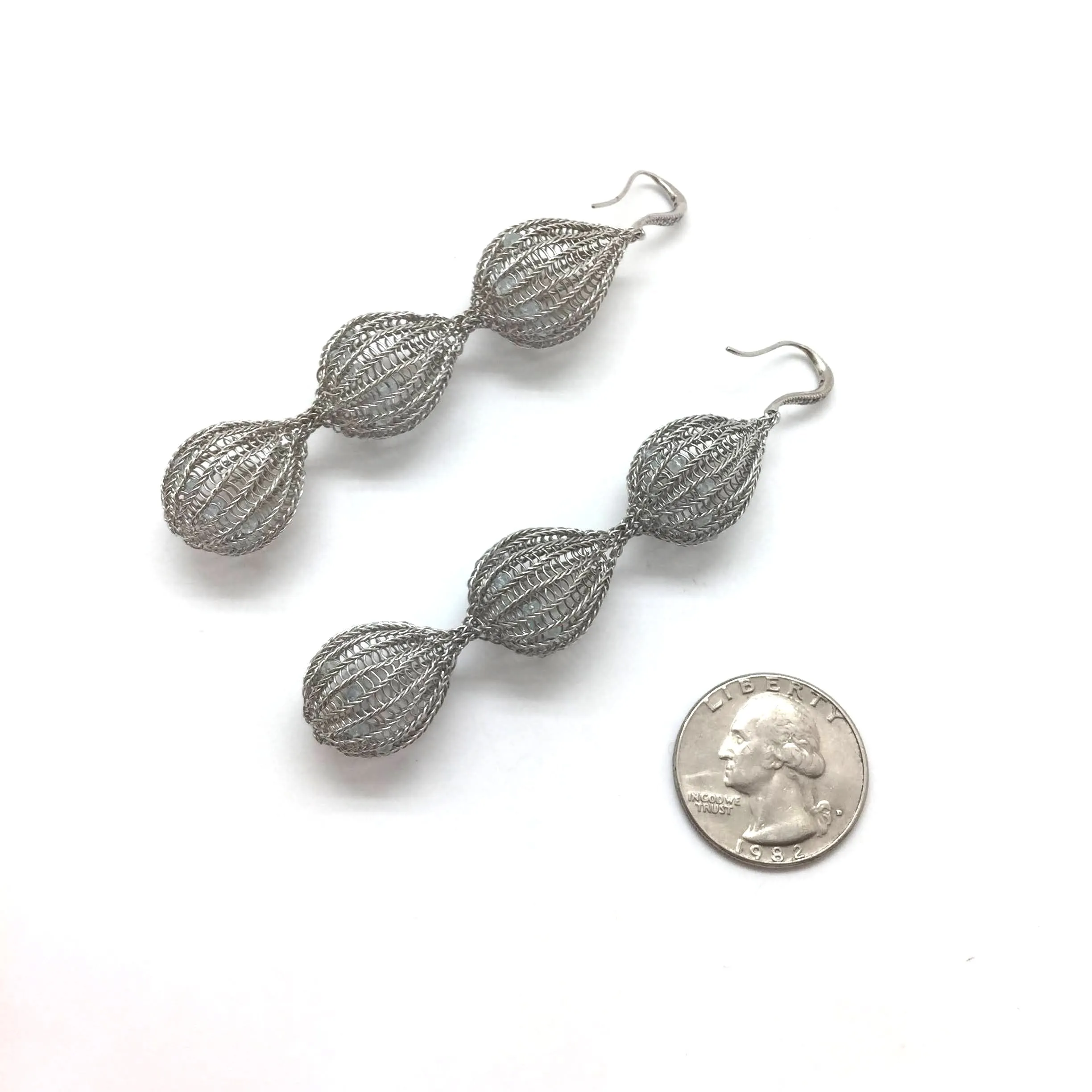 Silver Tiered Earrings - Iolite