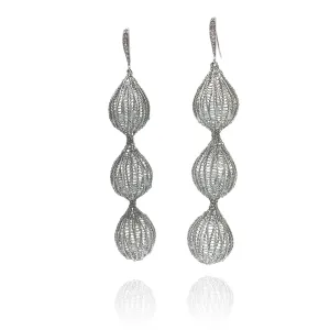 Silver Tiered Earrings - Iolite