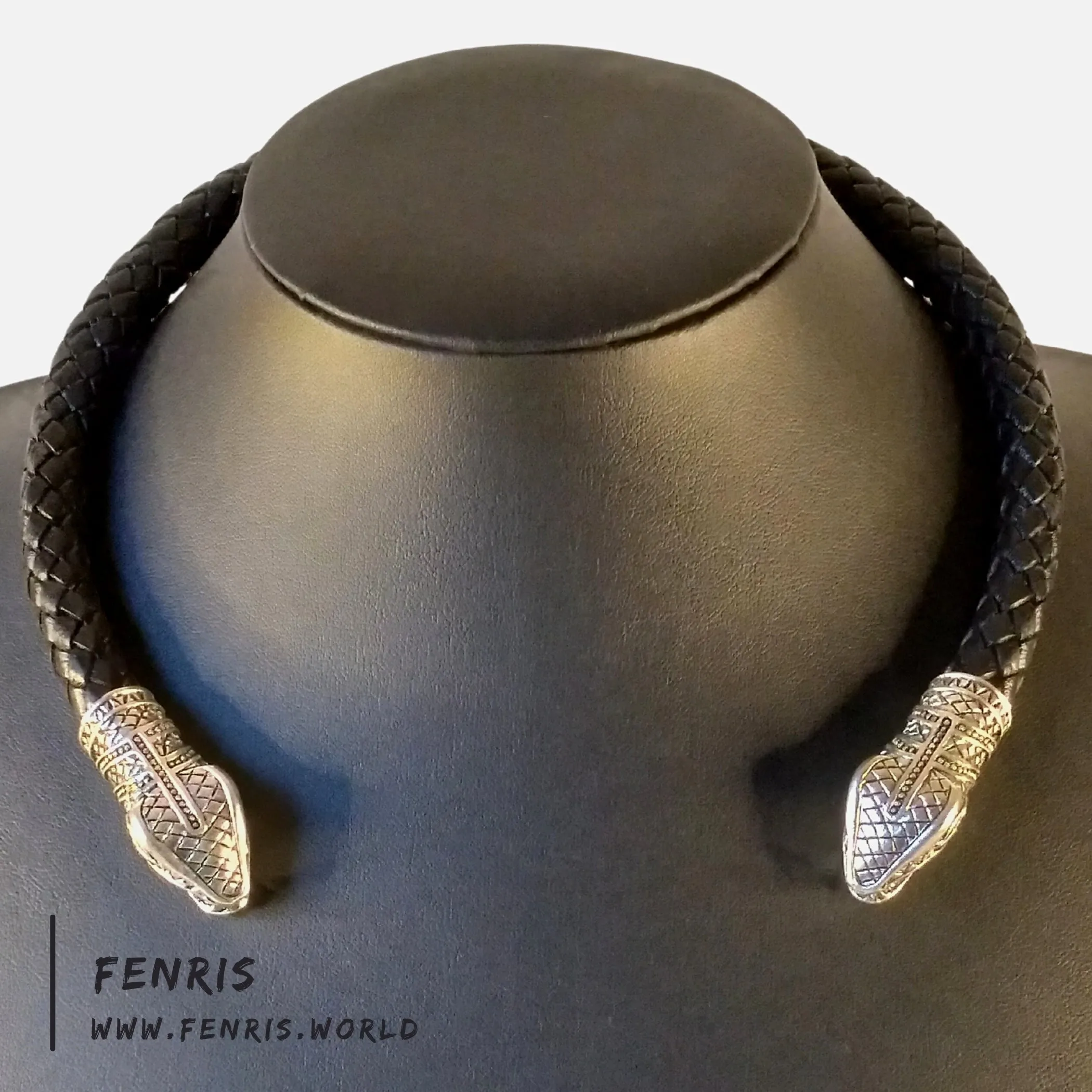 Silver Torc Snake Black Leather | Fenris