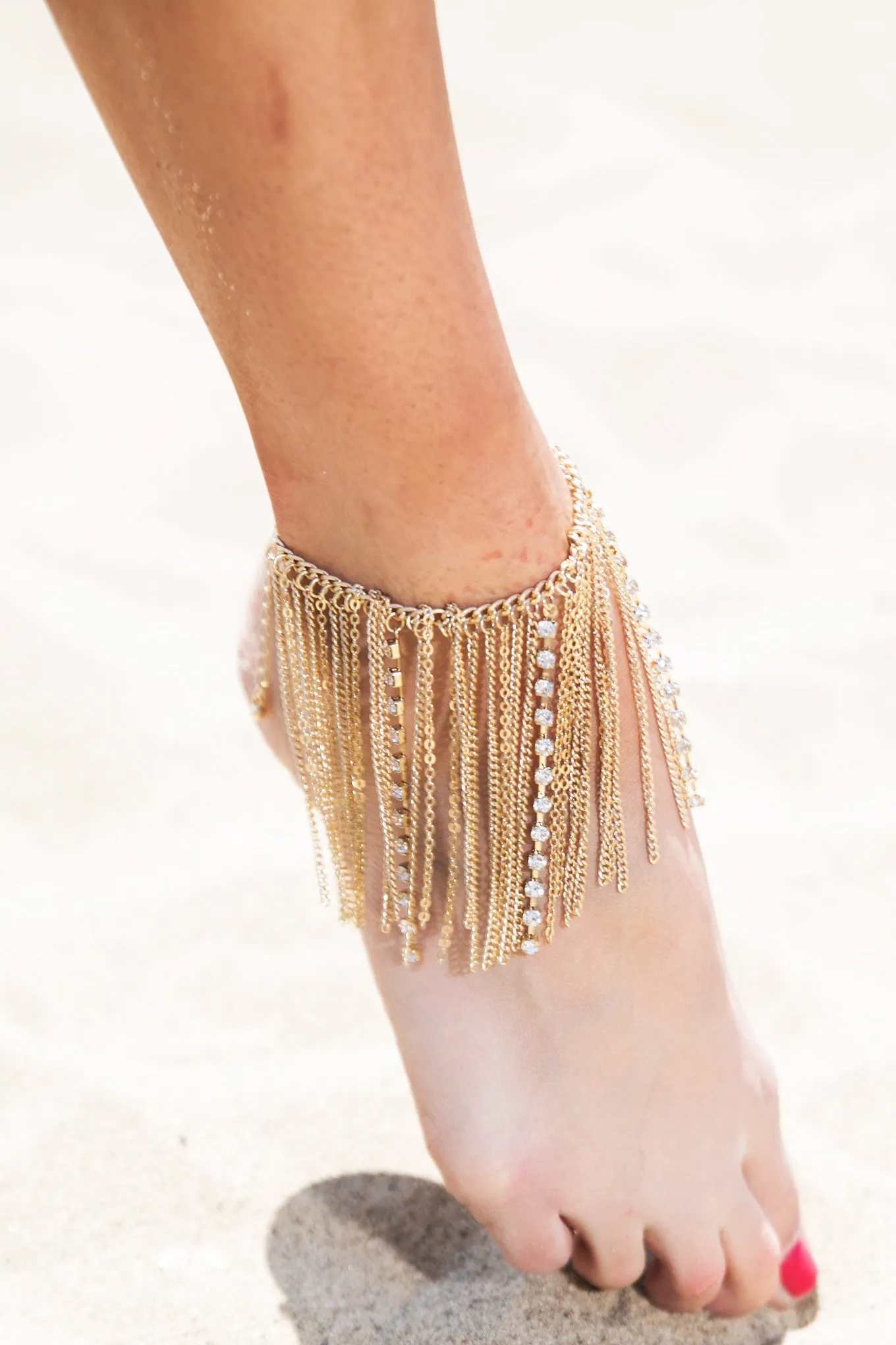 Sindhi Metal Chain Anklet - Gold