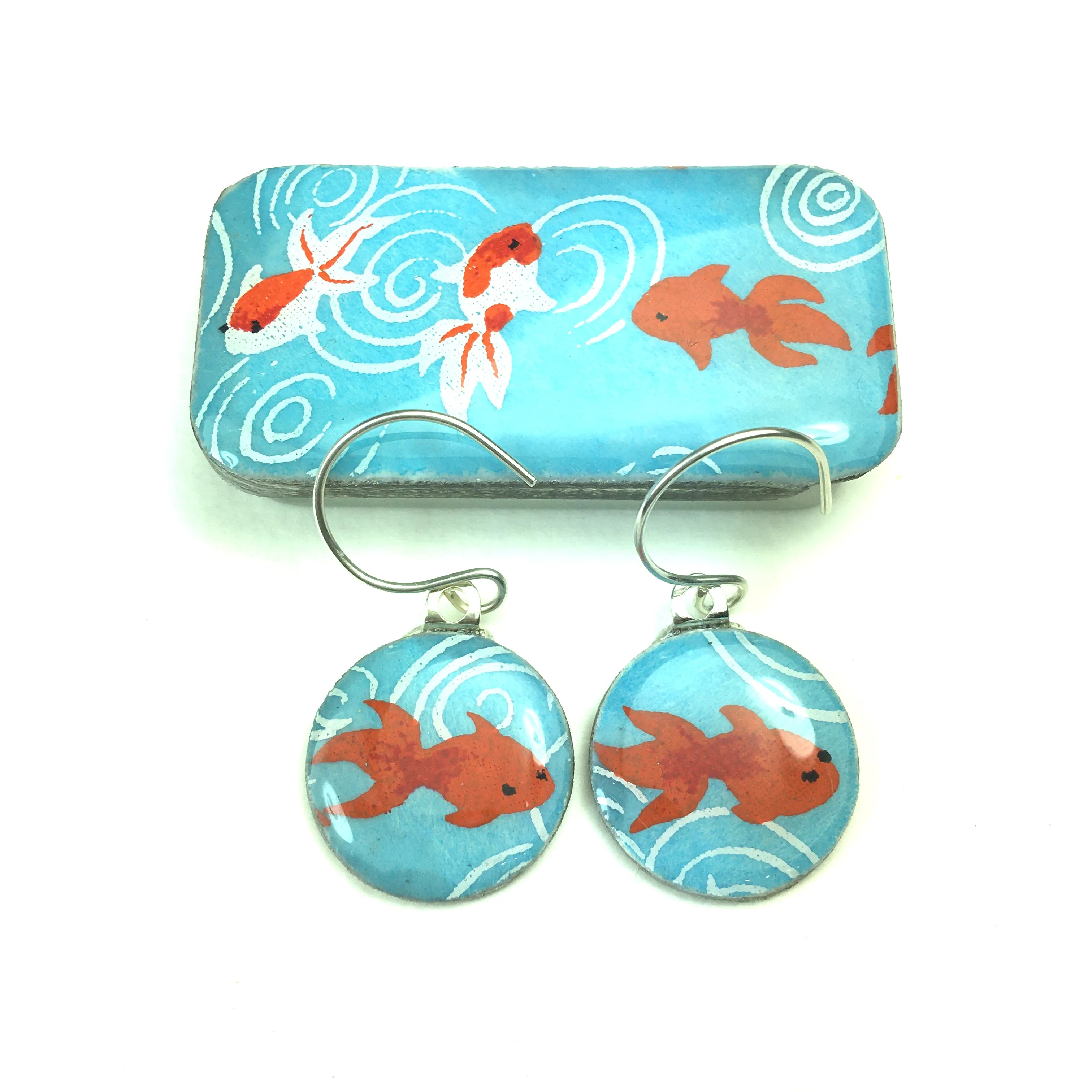 Sixpence Earrings and Teeny Tiny Tin Koi