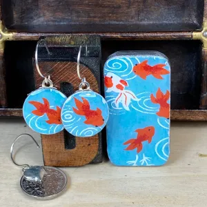 Sixpence Earrings and Teeny Tiny Tin Koi