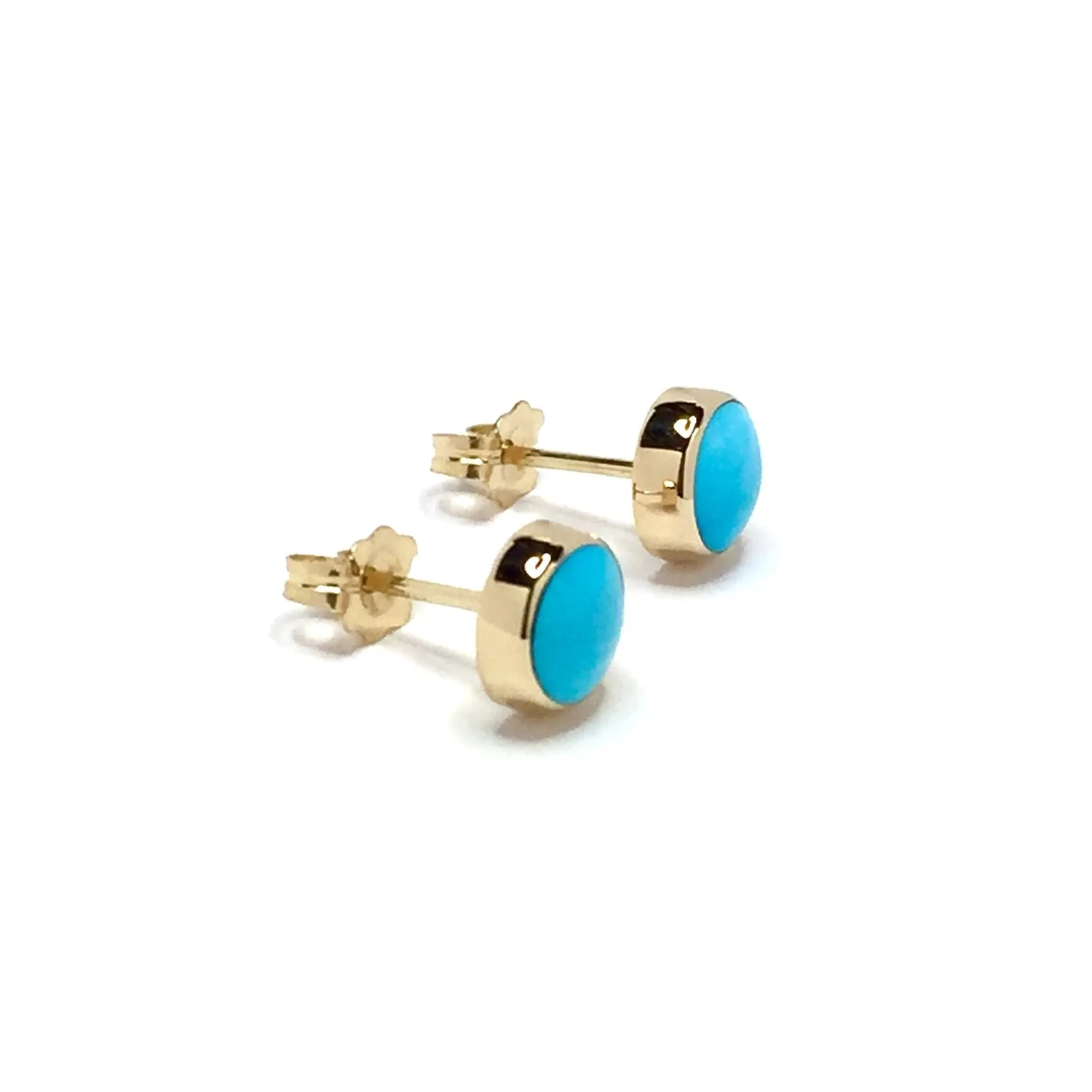 Sleeping Beauty Turquoise 6mm Round Inlaid Earrings