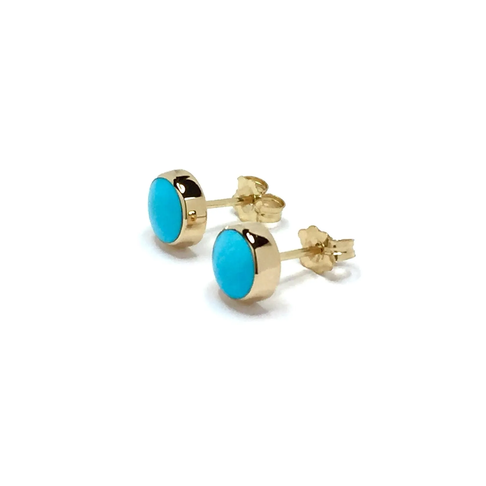 Sleeping Beauty Turquoise 6mm Round Inlaid Earrings