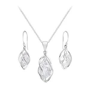 Starborn Herkimer Diamond Pendant/Earring Set with 40,64 cm Sterling Silver Chain