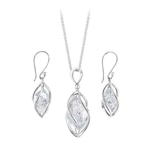 Starborn Herkimer Diamond Pendant/Earring Set with 40,64 cm Sterling Silver Chain