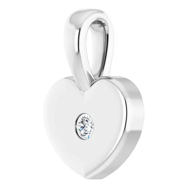 Sterling Silver .01 CT Diamond Youth Heart Pendant