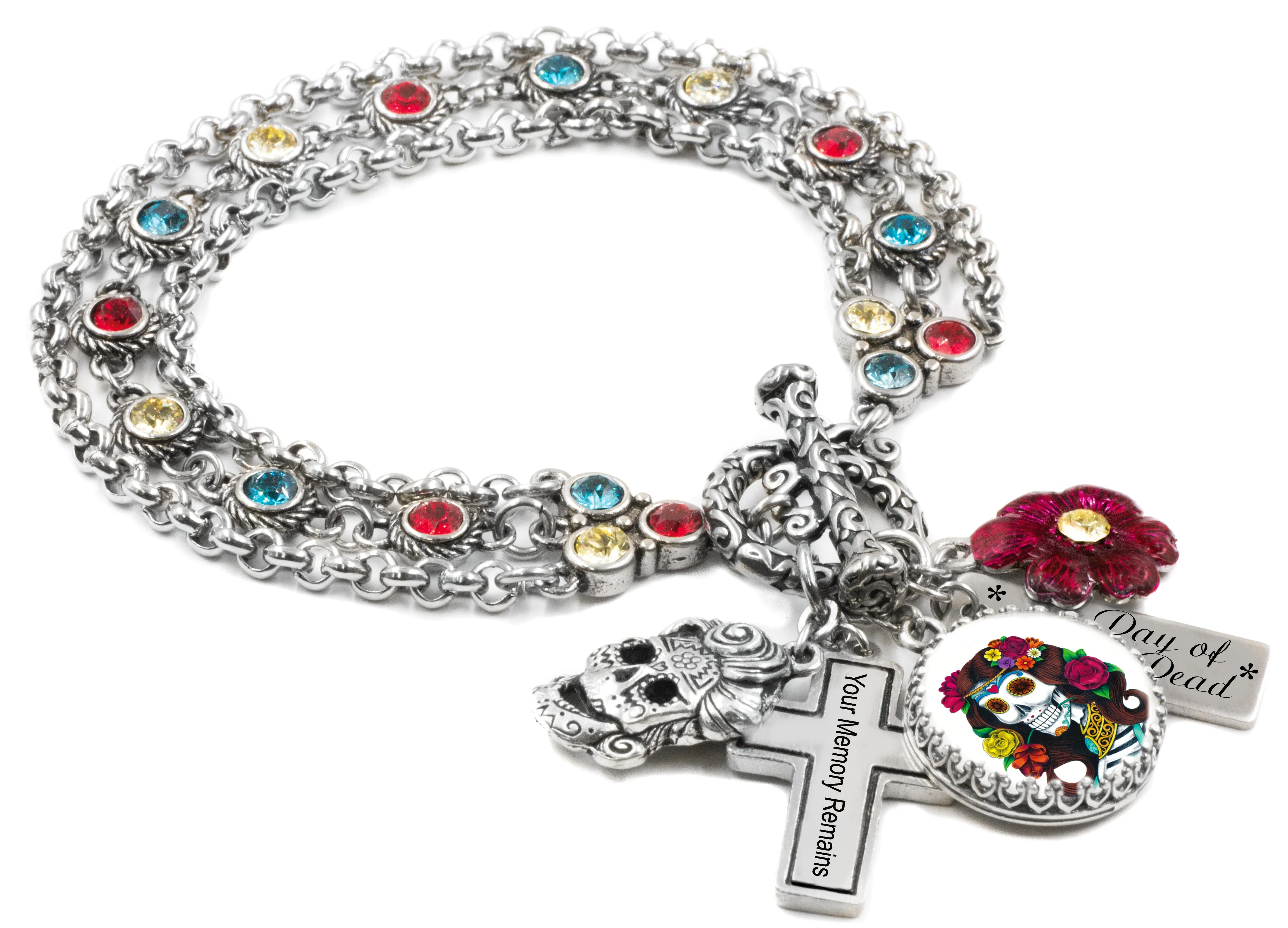 Sugar Skull Day of the Dead Charm Bracelet