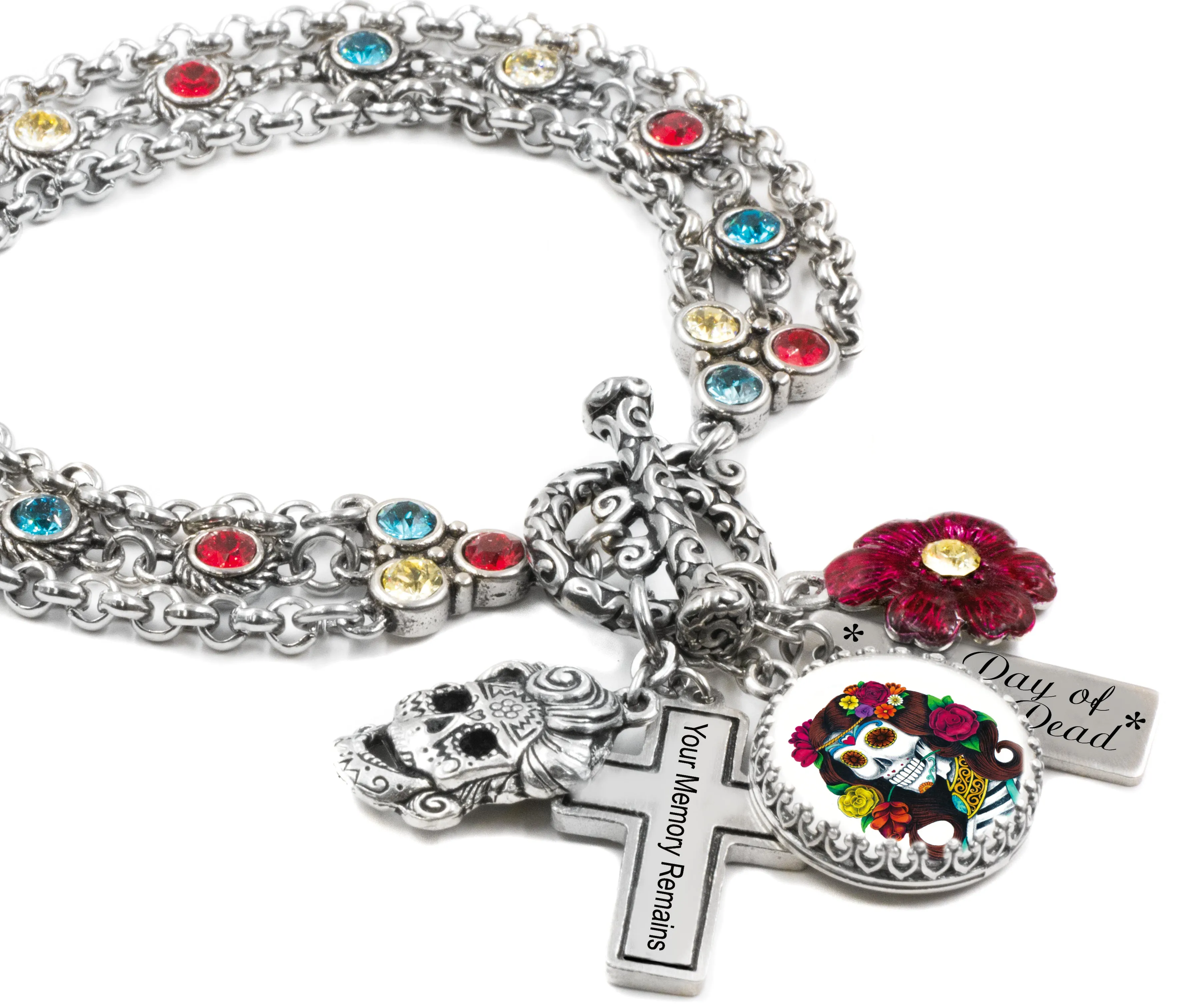 Sugar Skull Day of the Dead Charm Bracelet