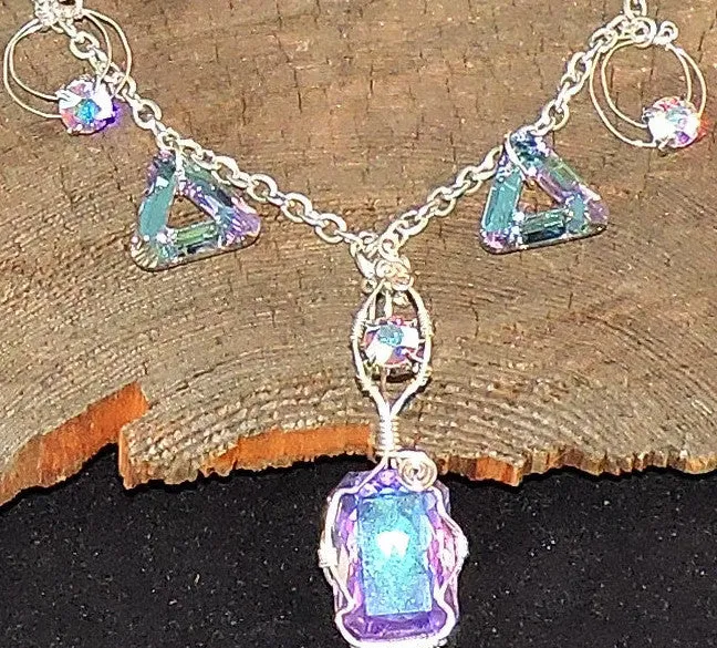 Swarovski Crystal Stunning Opalescent Purple Necklace