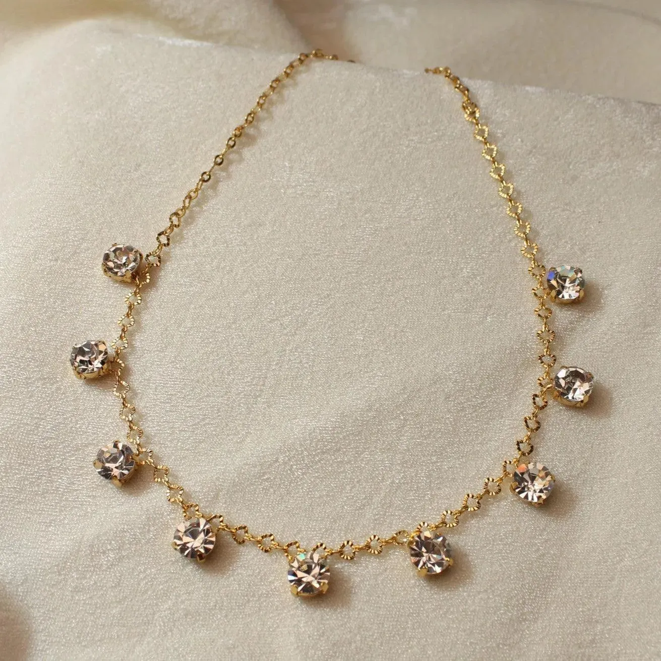 TFC 24K Round Diamond Gold Plated Dainty Necklace