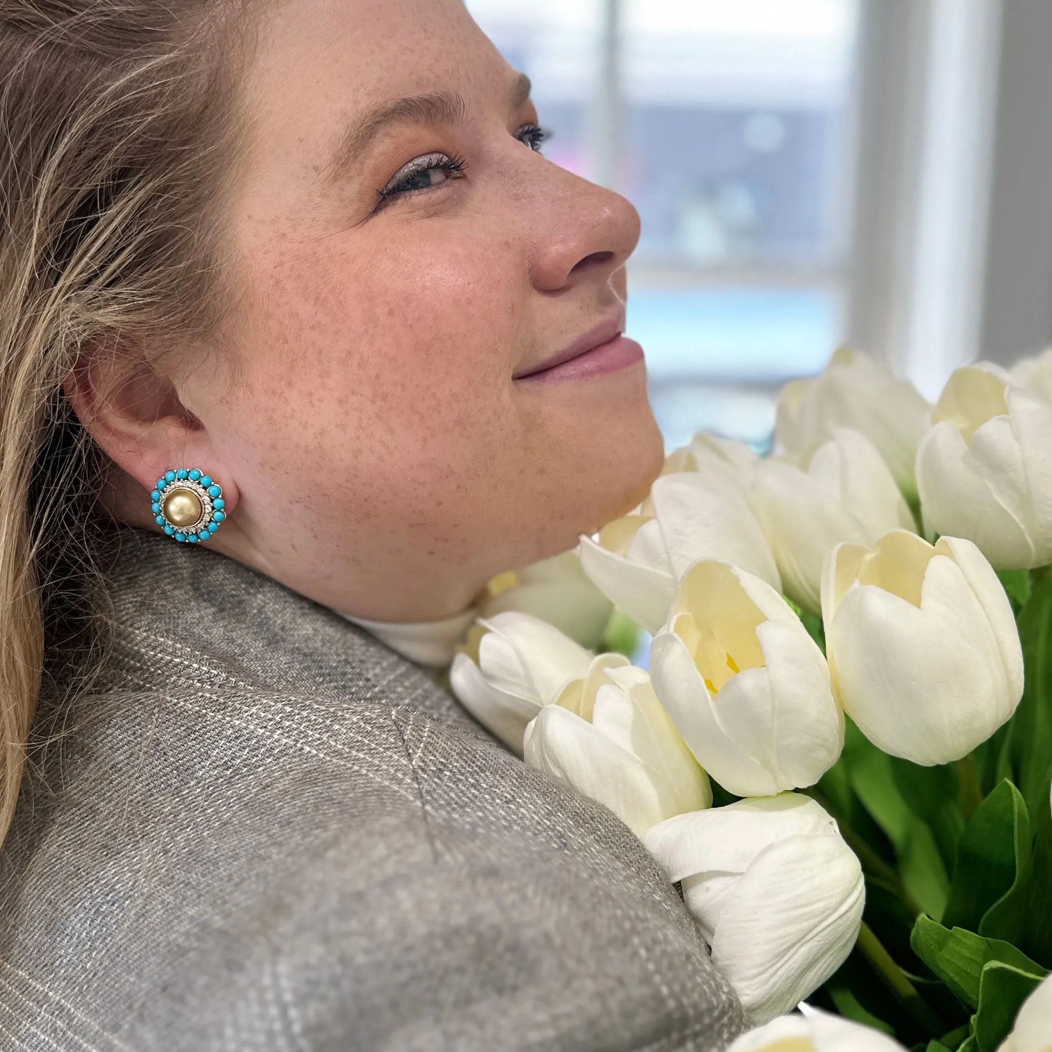 Turquoise & Pearl Earrings