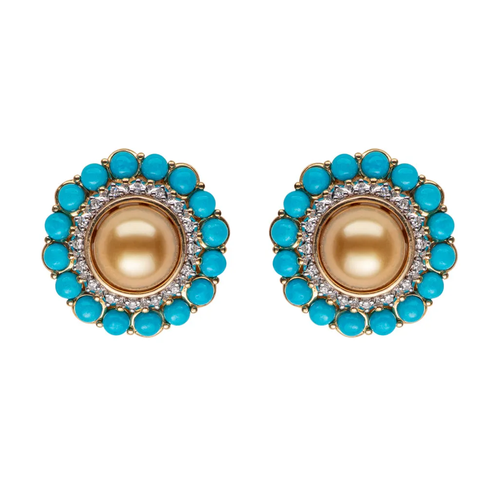 Turquoise & Pearl Earrings