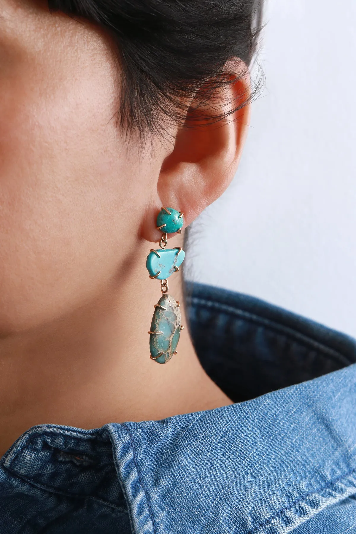 Turquoise and Variscite Drop Earrings