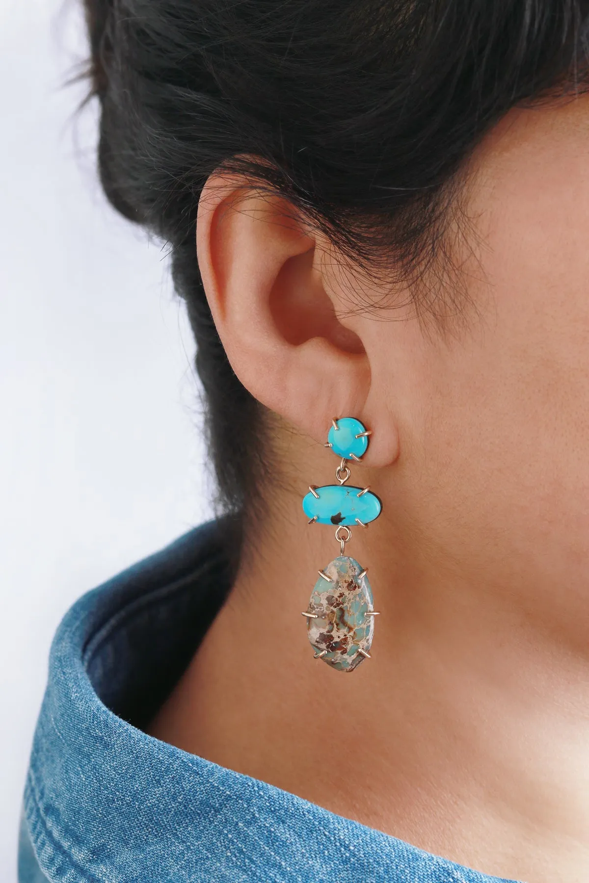 Turquoise and Variscite Drop Earrings