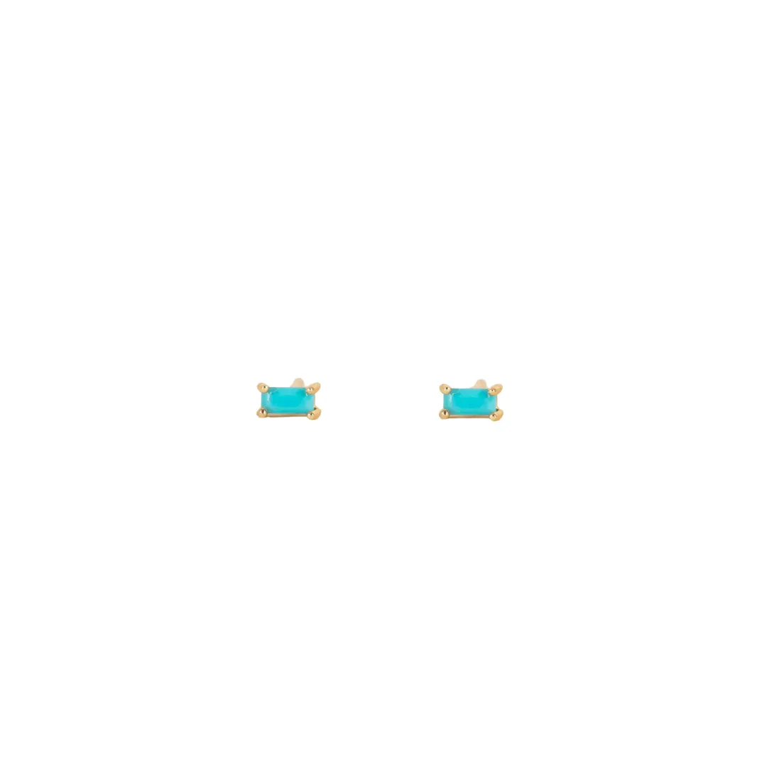 Turquoise Baguette Studs