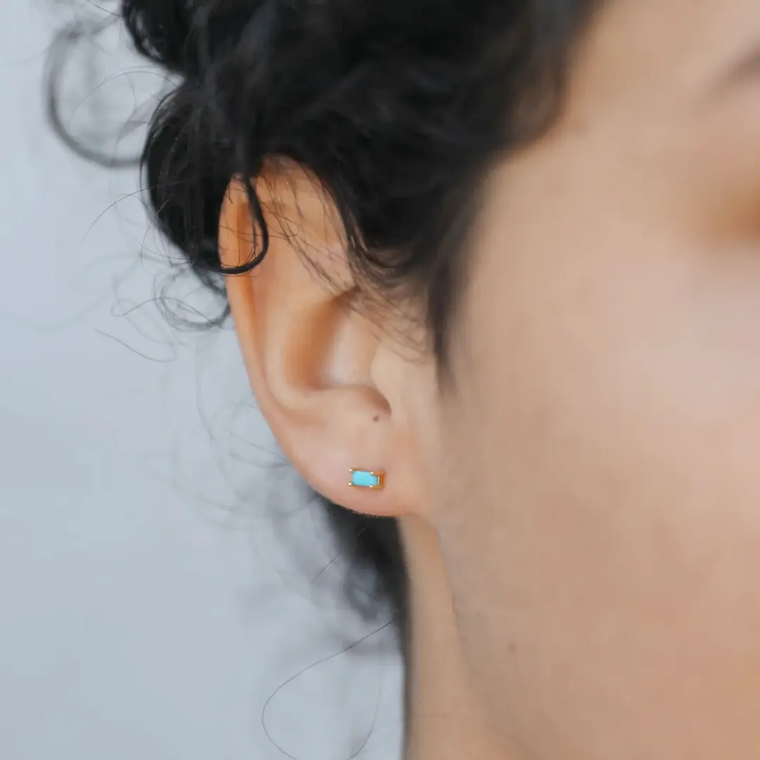 Turquoise Baguette Studs