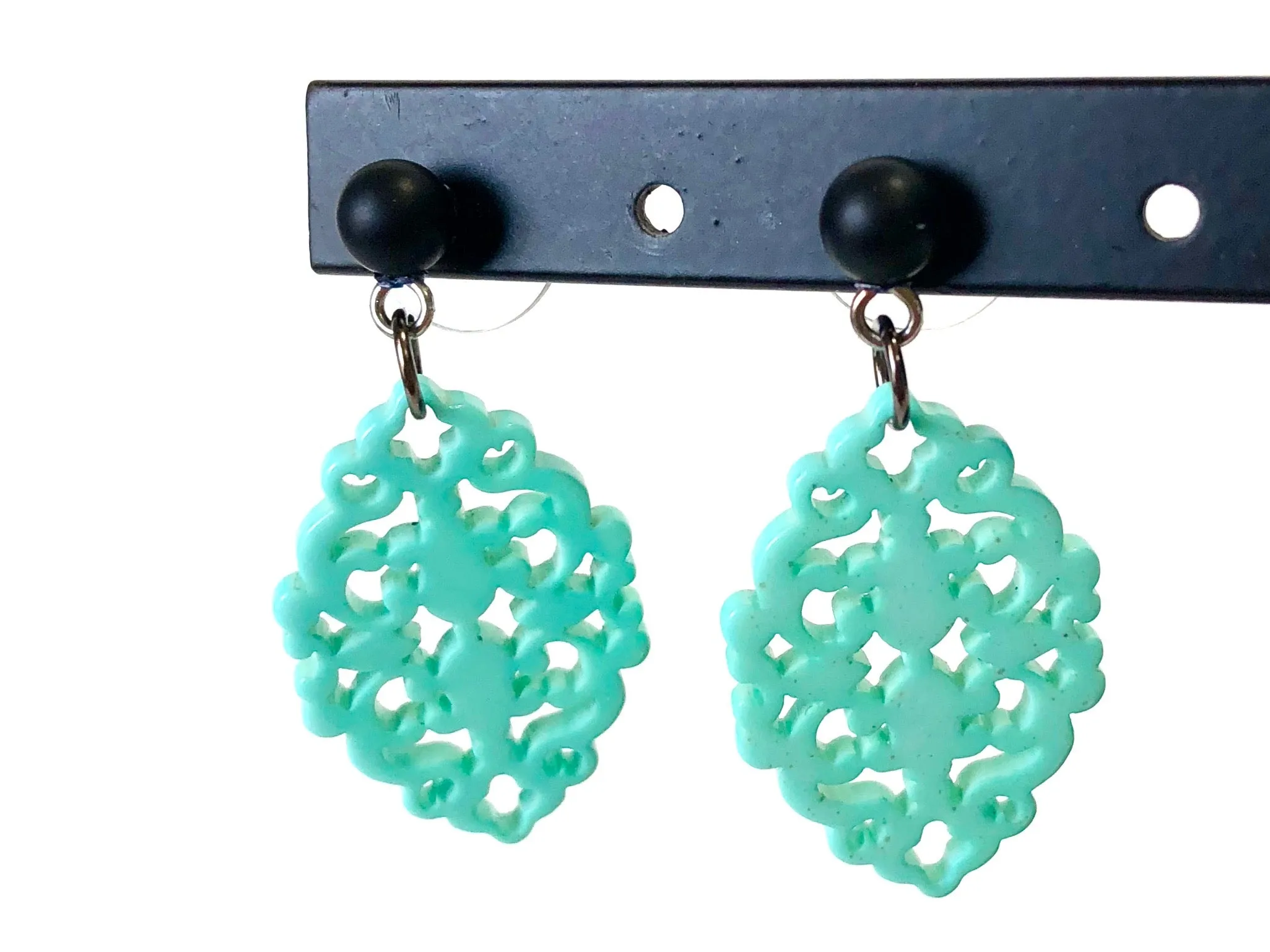 Turquoise Bohemian Lace Diamante Drop Earrings