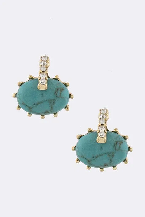 Turquoise Oval Stone Earrings